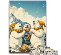 Puzzles pour Adultes 1000 pièces Couple d'ours Polaires pour Les 14 Ans et Plus Jeux Amusants Activités Amusantes à la Maison, Cadeaux d'anniversaire, Cadeaux de Voyage 50x75cm