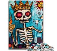 Puzzles pour Adultes 1000 pièces Couronne de crâne de Style Basquiat Difficile à compléter mais Amusant et Humoristique Cadeau d'anniversaire, Cadeaux, Art Mural 26x38cm