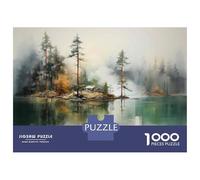 Puzzles pour Adultes 1000 Pièces Cozy Cabin by The Lake Puzzles pour Adolescents Jeux De Détente Une Œuvre d'art Cadeaux Uniques pour Un Anniversaire Ou Noël 52x38cm/1000pcs