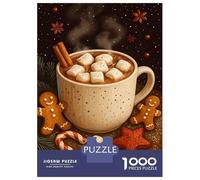 Puzzles pour Adultes 1000 Pièces Cozy Hot Chocolate Scene Dreams Puzzle pour Adolescents Assemblage De Motifs Interaction Parent-Enfant Jeu Au Design Soigné 38x26cm/1000pcs