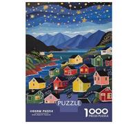 Puzzles pour Adultes 1000 Pièces Cozy Village by The Sea Puzzle pour Adultes Jeu De Réflexion Assembler Le Motif Idée Cadeau Unique pour Un Anniversaire 70x50cm/1000pcs