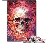 Puzzles pour Adultes 1000 pièces Crâne coloré en Bois, Cadeau Amusant et activité pour la Maison 50x75cm Fête d'anniversaire pour Hommes Femmes