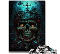 Puzzles pour Adultes 1000 pièces Crâne de Pirate Jeu de réflexion Décoration Murale Cadeaux d'anniversaire et de Noël Uniques 26x38cm
