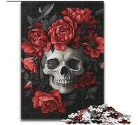 Puzzles pour Adultes 1000 pièces Crâne de Rose Rouge, Jeux, Jouets, Cadeaux d'anniversaire Uniques pour Les 14 Ans et Plus (Taille 50x75cm)