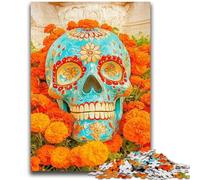 Puzzles pour Adultes 1000 pièces Crâne en Sucre Difficile et Stimulant avec Affiche et fiche de Questions correspondantes pour Les 14 Ans 26x38cm
