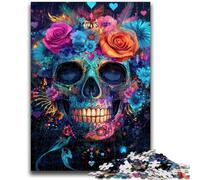 Puzzles pour Adultes 1000 pièces, crâne en Sucre, Jeu Stimulant et Jeu Familial, Cadeaux du Père Noël Secret 50x75cm