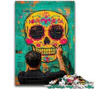 Puzzles pour Adultes 1000 pièces, crâne en Sucre, Jouets de décoration pour la Maison, Anti-Stress (75x50cm)