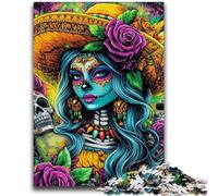 Puzzles pour Adultes 1000 pièces Crâne Mexicain Jouets pour Filles Jeux éducatifs Anti-Stress Collection d'artistes, Beaux-Arts 50x75cm