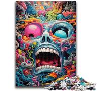 Puzzles pour Adultes 1000 pièces Crâne psychédélique Anti-Stress Staycation Kill Time Décoration Parfaite pour Les 14 Ans et Plus 50x75cm