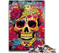 Puzzles pour Adultes 1000 pièces Crâne psychédélique Jouet éducatif intellectuel décompressant Superbes Cadeaux et Jouets 50x75cm