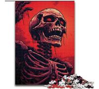 Puzzles pour Adultes 1000 pièces Crâne Rouge, Jeu Familial Anti-Stress, défi Difficile, Une œuvre d'art pour Les 14 Ans et Plus (Taille 50x75cm)