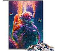 Puzzles pour Adultes 1000 pièces Crâne Scuba en Technicolor en Bois, Cadeau Amusant et activité pour la Maison 50x75cm Fête d'anniversaire pour Hommes Femmes