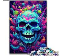 Puzzles pour Adultes 1000 pièces Crânes colorés en Bois, décoration Parfaite pour la Maison ou Le Bureau, Cadeau de Noël idéal 50x75cm pour Un Jeu interactif en Famille