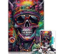 Puzzles pour Adultes 1000 pièces Crânes colorés, Jeux éducatifs, décoration d'intérieur, idéal comme Cadeau pour Toute la Famille 38x52cm