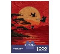 Puzzles pour Adultes 1000 Pièces Cranes Flying Over Red Water Puzzles pour Adultes - Défi Difficile - Stimulez Votre Cerveau avec Ce Jeu Unique 52x38cm/1000pcs