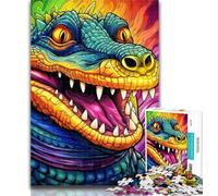 Puzzles pour Adultes 1000 pièces Crocodile du Nil psychédélique, Jeux éducatifs, décoration Murale, Cadeaux d'anniversaire et de Noël Uniques 50x75cm