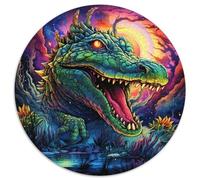 Puzzles pour Adultes 1000 pièces Crocodile du Nil psychédélique Puzzles Ronds Un Casse-tête Stimulant pour Les Adolescents, Parfait pour la décoration intérieure ou comme Cadeau (67,5 x 67,5 cm)