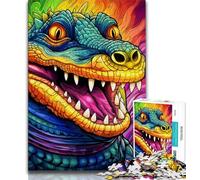 Puzzles pour Adultes 1000 pièces Crocodile du Nil psychédélique, réduction du Stress intéressante, Collection d'artistes, Beaux-Arts pour Les 14 Ans et Plus 38x26cm