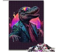 Puzzles pour Adultes 1000 pièces Crocodile psychédélique en Bois, Cadeau Amusant et activité pour la Maison 50x75cm Fête d'anniversaire pour Hommes Femmes
