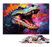 Puzzles pour Adultes 1000 pièces Crocodiles colorés et fantastiques Jouets décoration intérieure et Cadeaux Uniques adaptés aux Adolescents de 14 Ans et Plus 1000 pièces (75 x 50 cm)