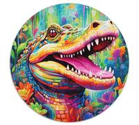 Puzzles pour Adultes 1000 pièces Crocodiles du Nil colorés Puzzle Rond en Carton Jeu de décoration à Faire soi-même Stimulant, Jouet interactif Familial (67,5 x 67,5 cm)