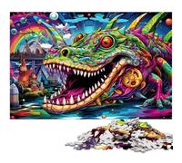 Puzzles pour Adultes 1000 pièces Crocodiles du Nil colorés Puzzles en Carton pour Adultes Décoration Parfaite pour la Maison ou Le Bureau, Cadeau de Noël idéal 26 x 38 cm / 10,23 x 14,96 Pouces