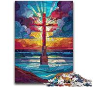 Puzzles pour Adultes 1000 pièces Croix en vitrail Difficile à réaliser, mais Amusant et Humoristique Cadeau d'anniversaire, Cadeaux, décoration Murale 50x75cm