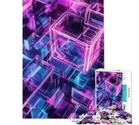 Puzzles pour Adultes 1000 pièces Cubes en Verre néon Activités Amusantes à la Maison Cadeau d'anniversaire Jeux relaxants pour Les 14 Ans et Plus Jeu de Puzzle Offert (38x26cm)