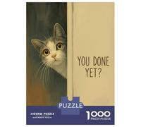 Puzzles pour Adultes 1000 Pièces Curious Cat Peeking Bathroom Puzzles pour Adultes pour S'amuser en Famille Un Défi À Relever Apprentissage Jouets Éducatifs 52x38cm/1000pcs