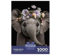 Puzzles pour Adultes 1000 Pièces Cute Baby Fluffy Elephant Puzzle pour Adultes Jeux Relaxants Assemblage De Motifs Cadeaux pour Les Amis Et La Famille 52x38cm/1000pcs