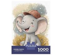 Puzzles pour Adultes 1000 Pièces Cute Elephant Wearing A Cap Puzzles pour Adolescents Jeu Manuel Décoration Intérieure Cadeaux De Noël Et d'anniversaire 38x26cm/1000pcs