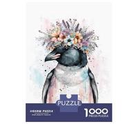 Puzzles pour Adultes 1000 Pièces Cute Floral Penguin Art Puzzle Adulte, Jeu De Réflexion, Découpe De Précision, Défi Éducatif 70x50cm/1000pcs