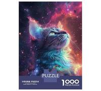 Puzzles pour Adultes 1000 Pièces Cute Galaxy Cat Puzzles pour Adultes Jeu Manuel Défi Difficile Aidez Votre Cerveau À Faire Travailler 70x50cm/1000pcs