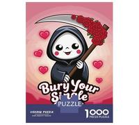 Puzzles pour Adultes 1000 Pièces Cute Grim Reaper Valentines Day Puzzles pour Adolescents Jeux De Détente Une Œuvre d'art Cadeaux Uniques pour Un Anniversaire Ou Noël 52x38cm/1000pcs