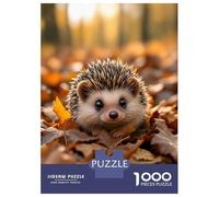 Puzzles pour Adultes 1000 Pièces Cute Hedgehog in Autumn Leaves Puzzles pour Adultes Jeu De Réflexion Et De Logique Activités Amusantes À La Maison, 70x50cm/1000pcs