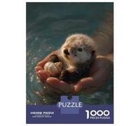 Puzzles pour Adultes 1000 Pièces Cute Otter Pup in Hands Puzzle pour Adultes, Jouet Anti-Stress, Difficile, Excellent Cadeau pour Les Amateurs De Jeux 38x26cm/1000pcs