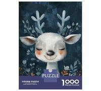 Puzzles pour Adultes 1000 Pièces Cute Watercolor Deer Puzzles pour Adultes Jeu Manuel Décoration Parfaite Activités Amusantes À La Maison 70x50cm/1000pcs