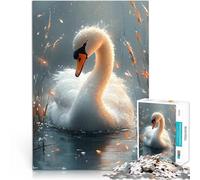 Puzzles pour Adultes 1000 pièces Cygne élégant dans l'eau Jeu Familial Anti-Stress Défi Difficile Décoration Parfaite 38x26cm