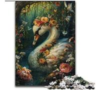 Puzzles pour Adultes 1000 pièces Cygne Floral, à partir de 14 Ans, Jeux éducatifs à Domicile, Jouets à Faire soi-même, œuvres d'art, Cadeau (Taille 26x38cm)