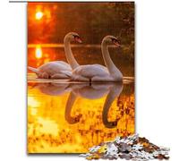 Puzzles pour Adultes 1000 pièces Cygnes au Coucher du Soleil Un Art de Bricolage Stimulant pour Les passionnés, Un Cadeau Parfait pour se détendre 50x75cm