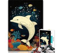 Puzzles pour Adultes 1000 pièces Dauphin Blanc, Jeu éducatif, défi, Cadeau d'anniversaire, décoration Murale, 26x38cm