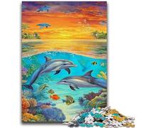 Puzzles pour Adultes 1000 pièces Dauphin de l'océan pour Les 14 Ans et Plus Jeu de Quiz Activités Amusantes à la Maison, Cadeau d'anniversaire, Cadeaux de Voyage 50x75cm