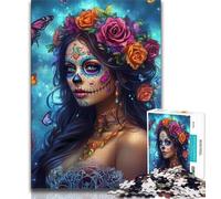 Puzzles pour Adultes 1000 pièces de Style Mexicain, Motif tête de Mort, pour Adultes, Anti-Stress, Difficile, idéal pour la décoration de Bureau (Taille 38x26cm)