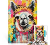 Puzzles pour Adultes 1000 pièces Décoration d'intérieur Pop Art Alpaga Casse-tête Activités Amusantes à la Maison, Cadeaux d'anniversaire, Cadeaux de Voyage, 38x26cm