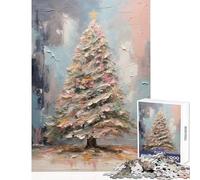 Puzzles pour Adultes 1000 pièces Décoration Murale en Forme de Sapin de Noël et Jeu éducatif avec Poster et fiche de Questions Assortis Dimensions 50x75cm