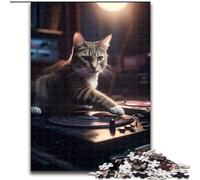Puzzles pour Adultes, 1000 pièces Deejay Cat Scratching Club, Jeu interactif Familial, idéal pour Les Adolescents, Cadeau Casse-tête (Taille : 50x75cm)