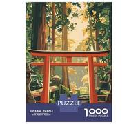 Puzzles pour Adultes 1000 Pièces Deer at Japanese Shrine Torii Gate Puzzle pour Adultes - Décoration Murale - Améliore La Mémoire - Cadeaux De Noël Et d'anniversaire 38x26cm/1000pcs