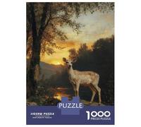 Puzzles pour Adultes 1000 Pièces Deer at Sunset Puzzles pour Adultes Jeu De Réflexion Et De Logique Activités Amusantes À La Maison, 38x26cm/1000pcs