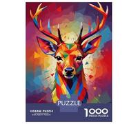 Puzzles pour Adultes 1000 Pièces Deer Colorful WPAP Art Puzzles pour Adultes Jeu De Réflexion Et De Logique Activités Amusantes À La Maison, 70x50cm/1000pcs