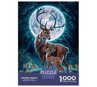 Puzzles pour Adultes 1000 Pièces Deer Fawn Moonlit Forest Puzzle pour Adultes, Jeu De Réflexion, Cadeaux pour Femmes, Activités Amusantes À La Maison 38x26cm/1000pcs